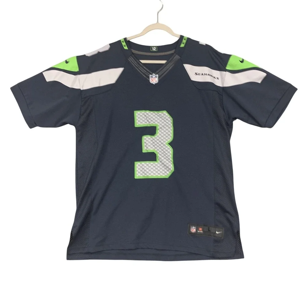 Seattle Seahawks Jersey Mens Large Blue NFL Football Russell Wilson Nike